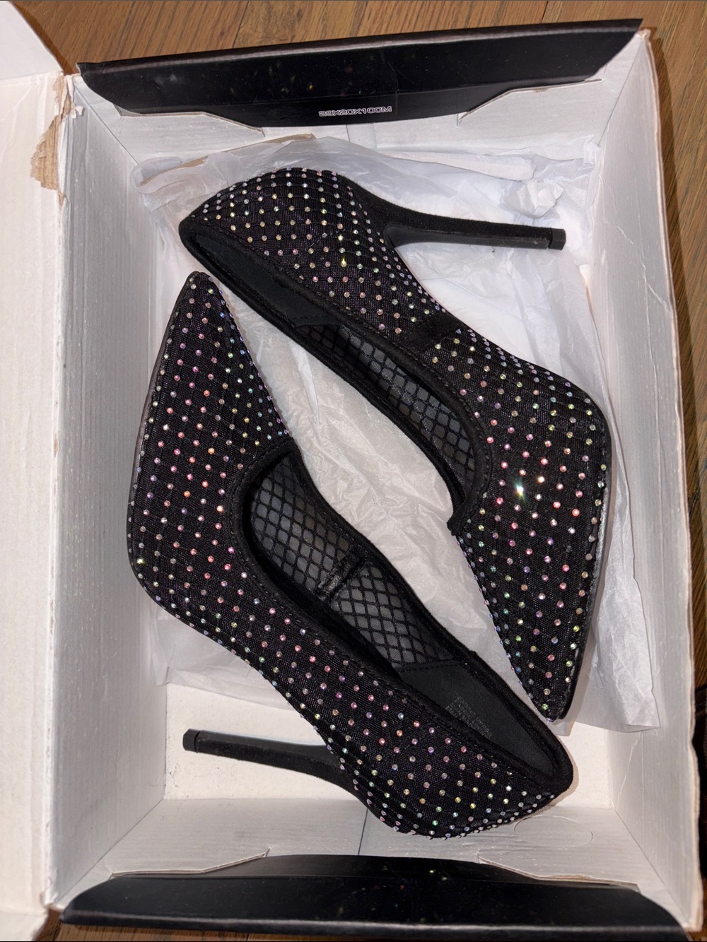 Windsor Black Crystal-Embellished Pointed Toe Stiletto Heels